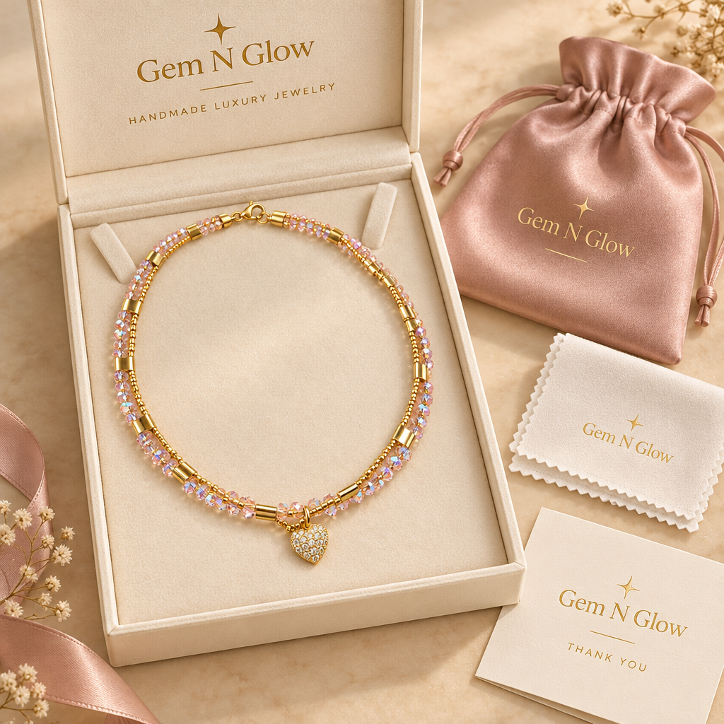 Éclat Veil zircon necklace presented in Gem N Glow gift packaging