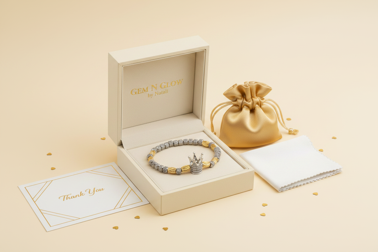 Royal Éclat bracelet presented in Gem N Glow luxury gift packaging