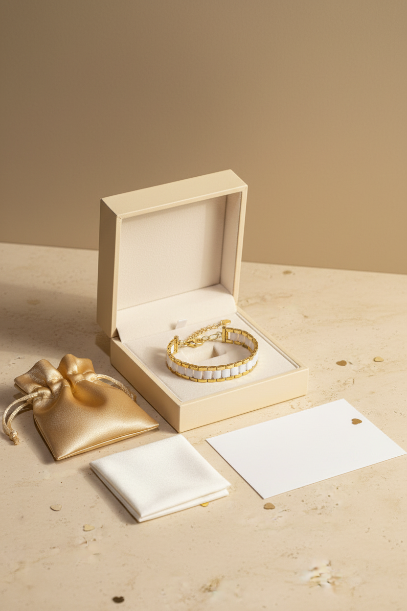 Linea handmade bracelet presented in Gem N Glow gift packaging