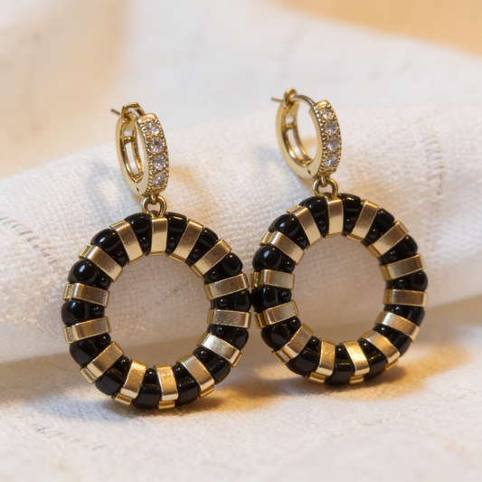 Noir Halo luxury geometric earrings by Gem N Glow