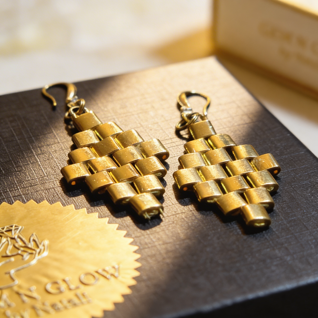 Handmade geometric architecture-inspired earrings by Gem NnGlow