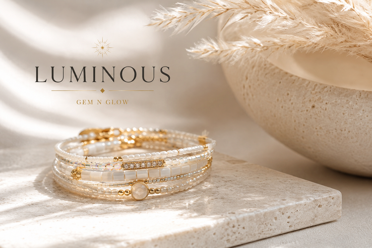 Minimalist handmade Miyuki jewelry from the Luminous Collection by Gem N Glow