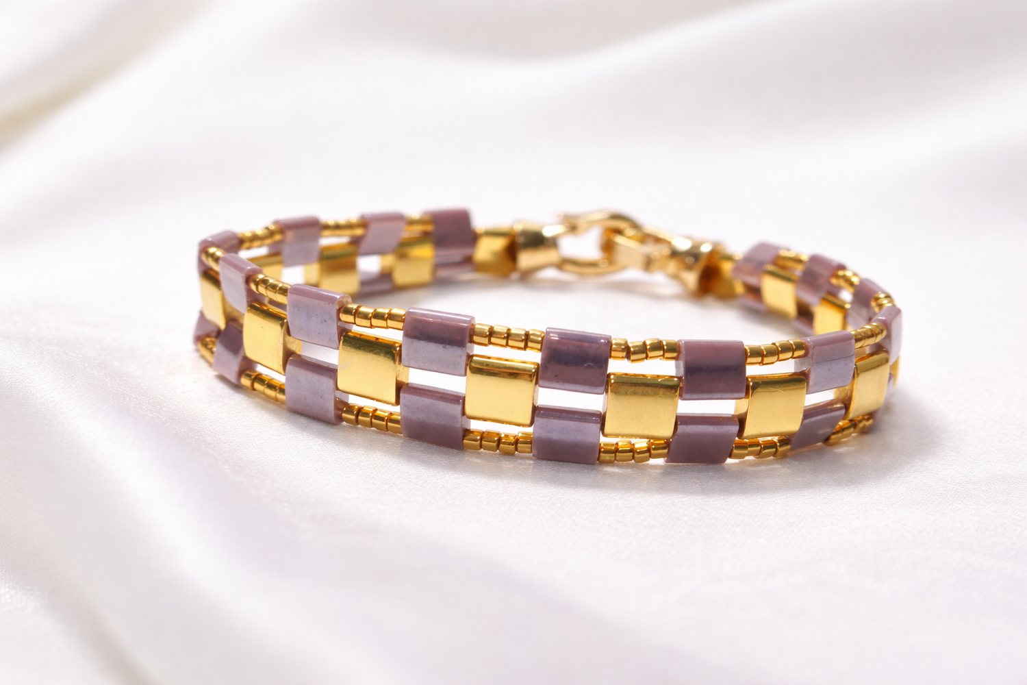 Handcrafted bracelets with Miyuki beads, natural gemstones and gold-plated accents by Gem N Glow by Natali
