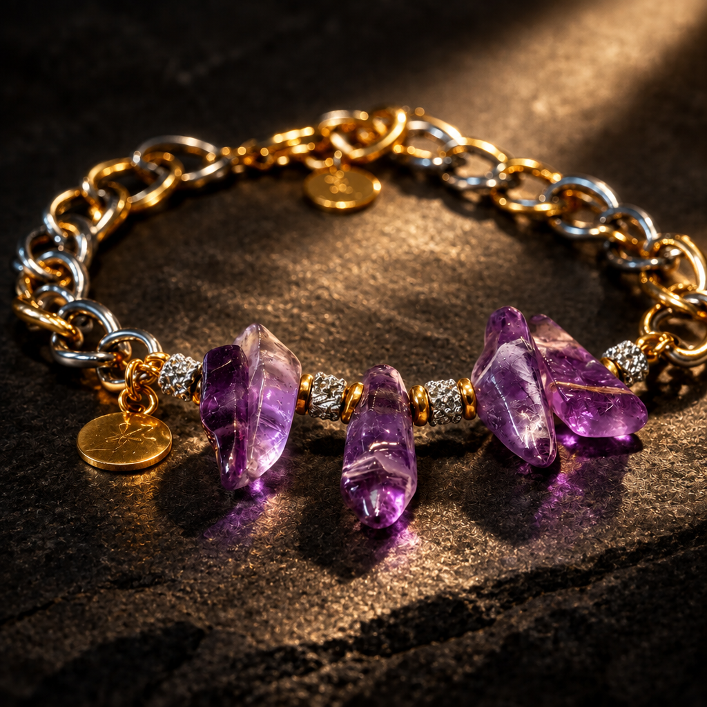 two tone amethyst bracelet