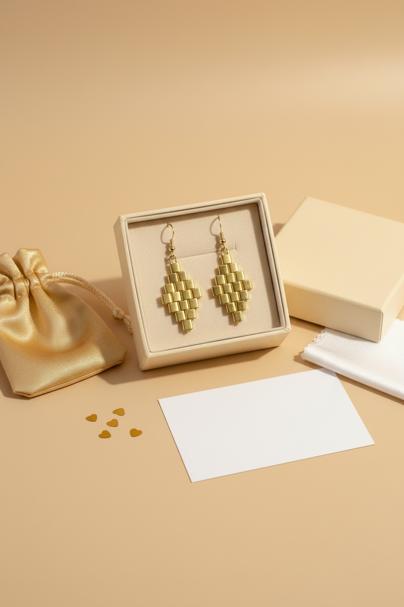 Aurea handmade earrings presented in a Gem N Glow gift box
