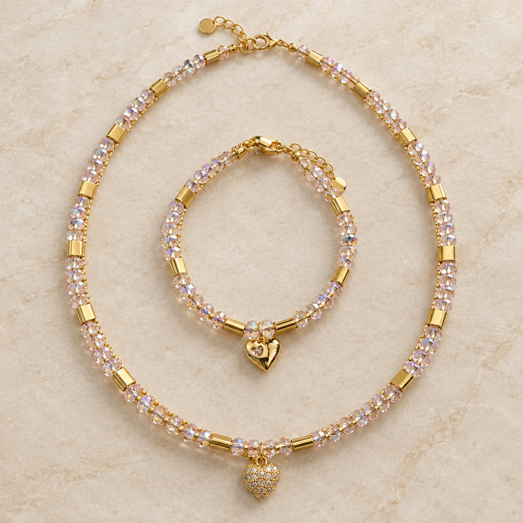 matching set with zircon and gold 