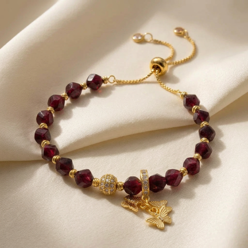 Garnet Flutter bracelet styled in a warm luxury setting