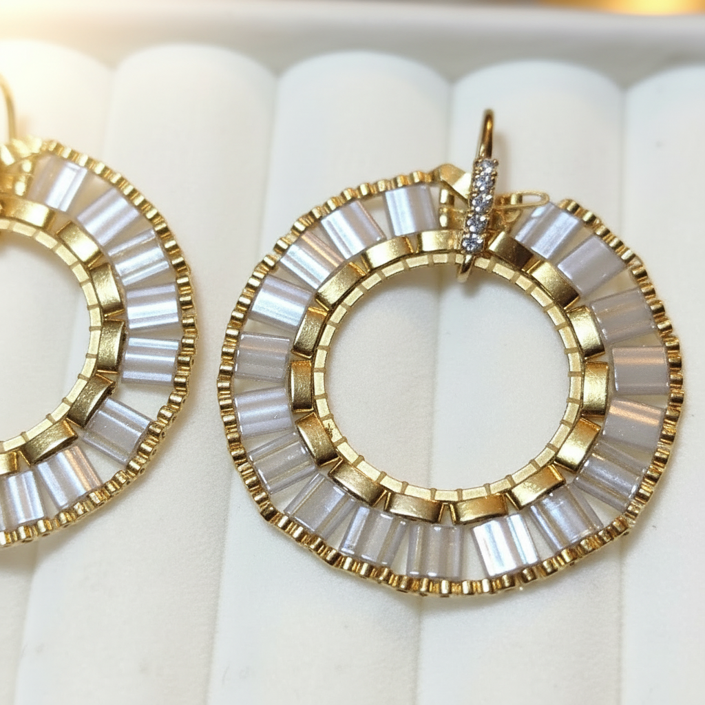 Luminous Halo Miyuki Tila Earrings