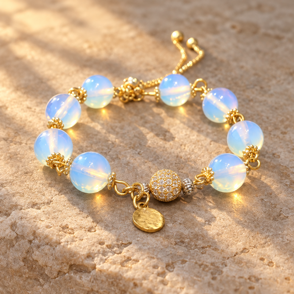 Luna Glow opalite bracelet styled in a soft luxury setting