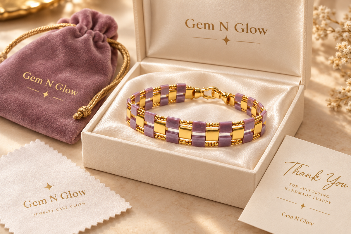 Mosaic Line Signature bracelet presented in Gem N Glow gift packaging