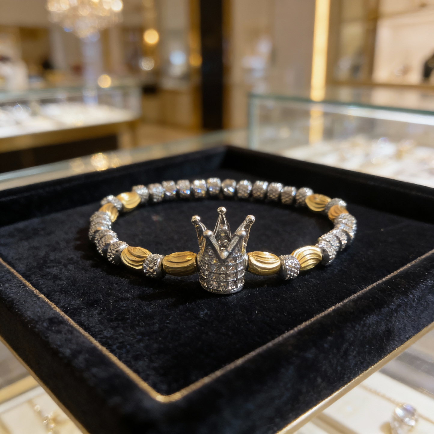 Royal Éclat zirconia crown bracelet displayed in a luxury jewelry setting