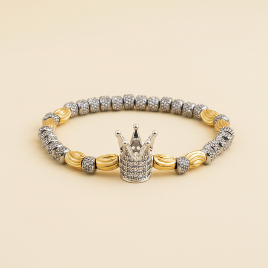 Royal Éclat gold and silver bracelet with zirconia crown centrepiece