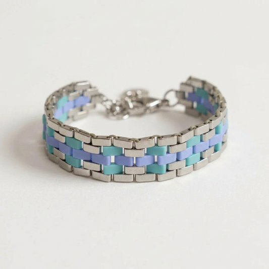 Tidal Mosaic – Aqua & Blue Miyuki Tila Bracelet